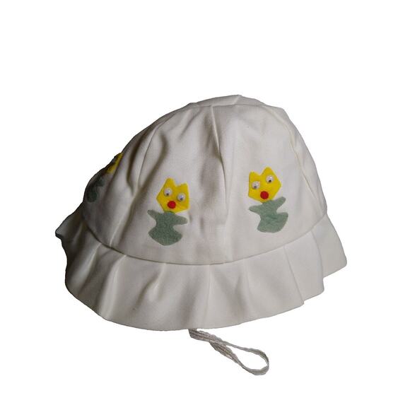 Vintage Child's Beach Hat Moving Eye Sun Flowers Japan Retro Mod 1960s Unused
